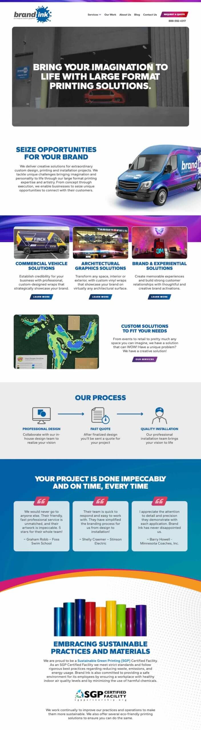 Website design and branding work by Concept4 for Brand Ink large format graphics company in Minneapolis