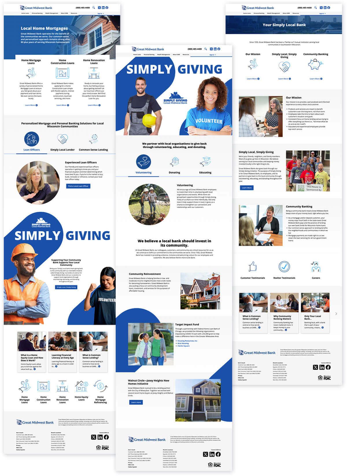 Website design and digital experience by Concept4 for Great Midwest Bank showcasing full banking website system